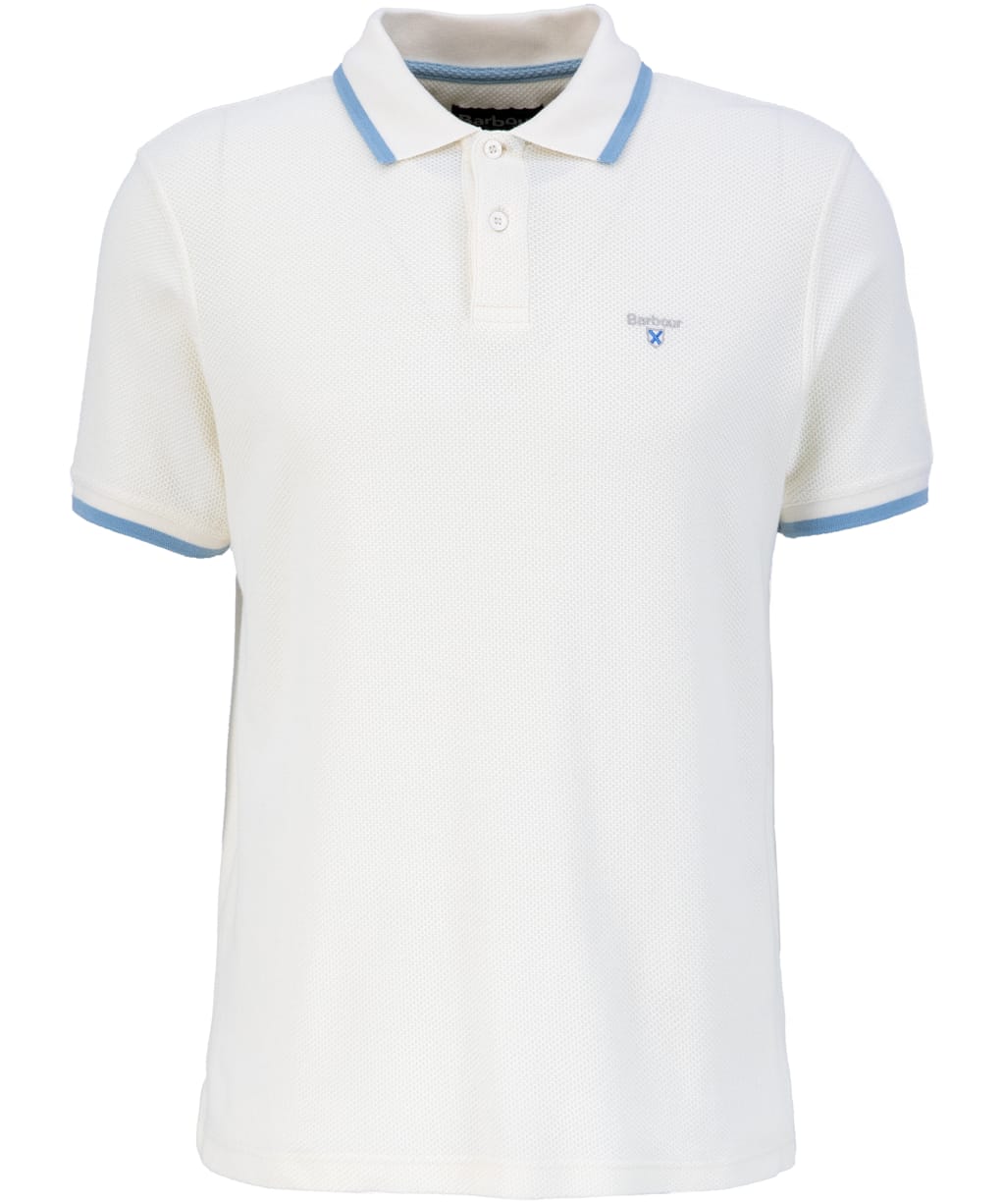 Men's Barbour Ferriby Tailored Textured Polo Shirt - Whisper White