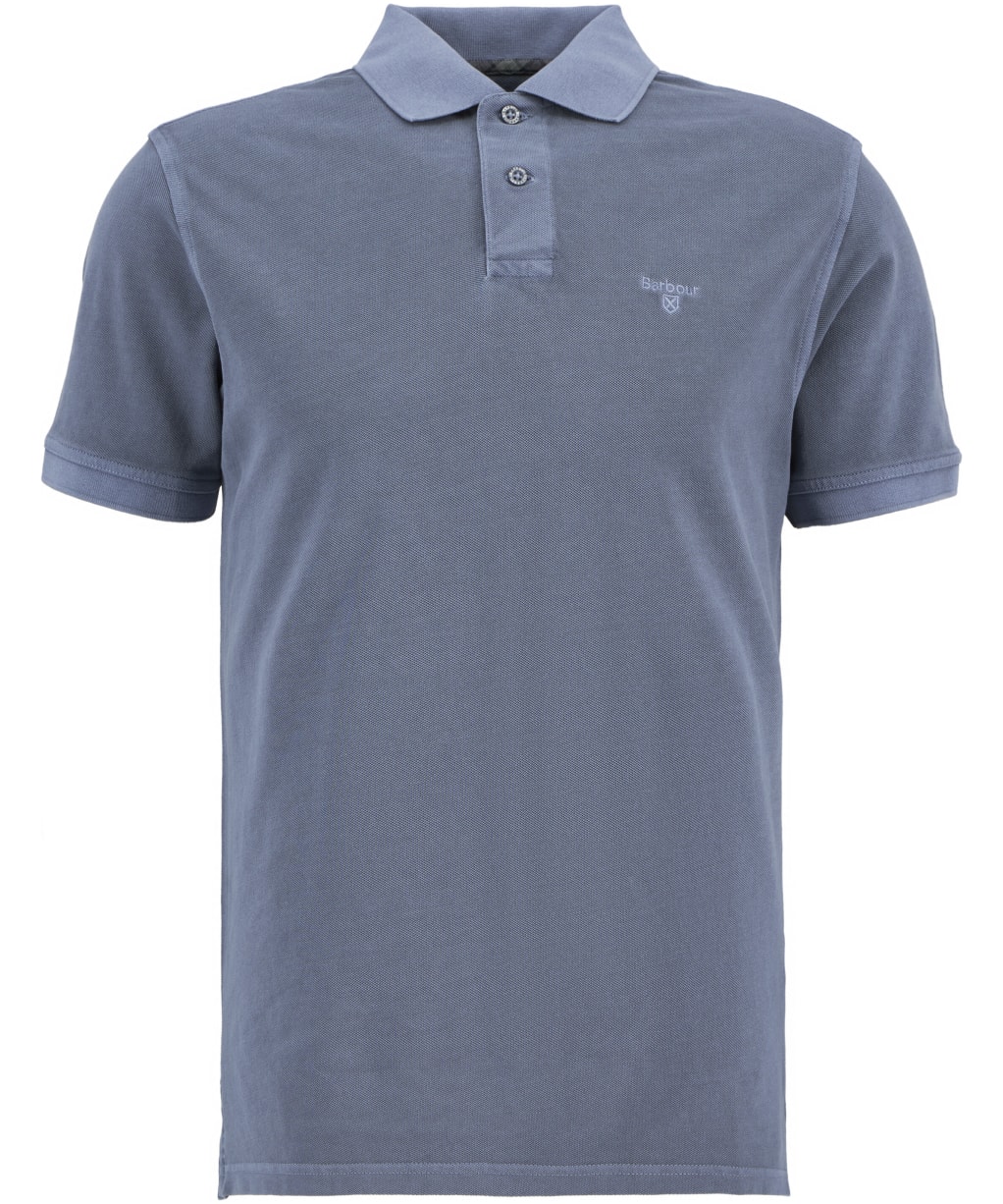 Men's Barbour Washed Tartan Tailored Fit Pique Polo Shirt - Washed Blue