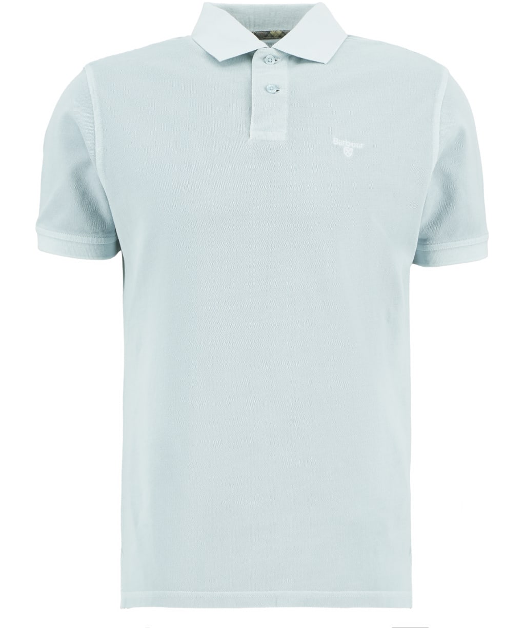 Men's Barbour Washed Tartan Tailored Fit Pique Polo Shirt - Washed Sky
