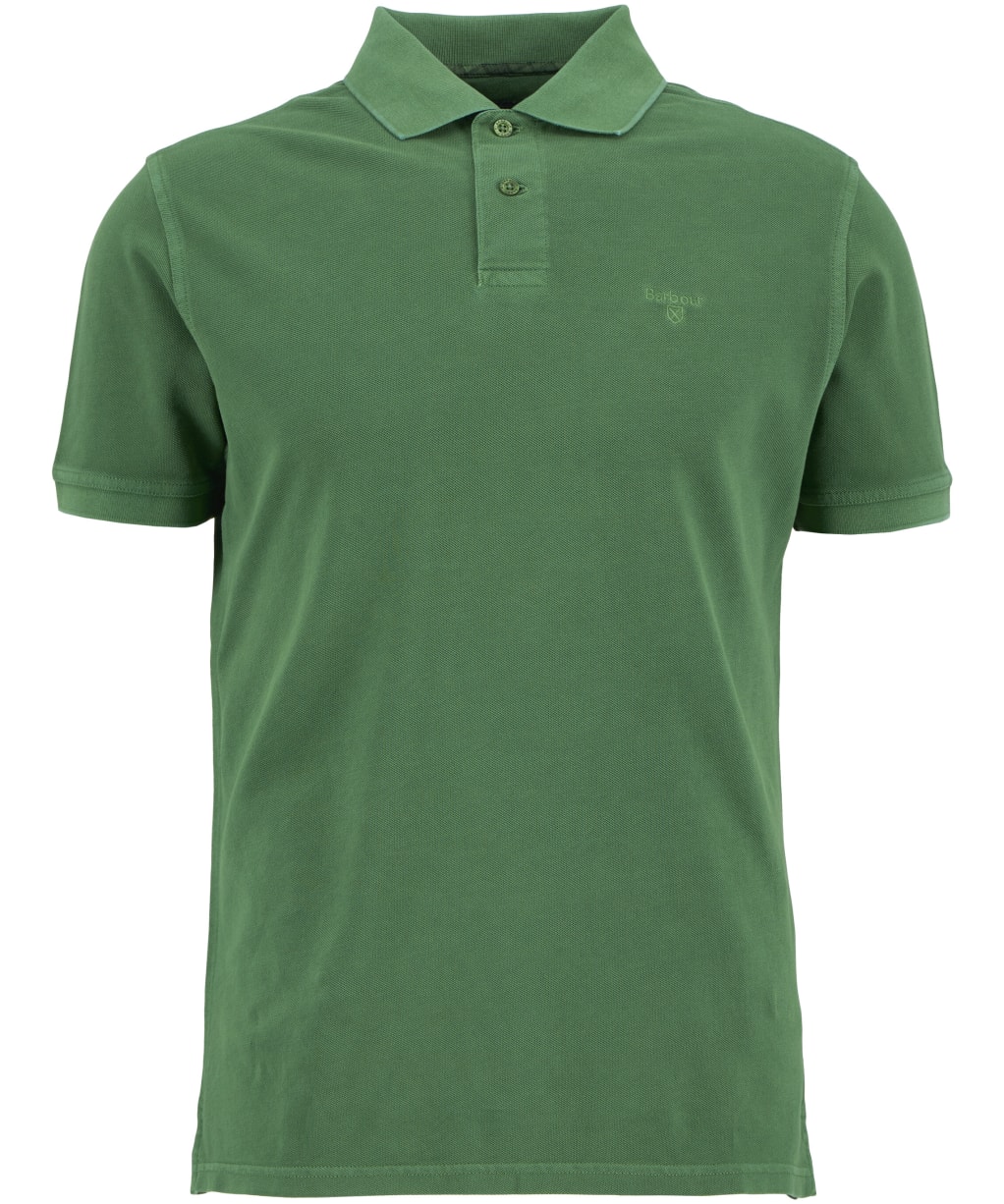 Men's Barbour Washed Tartan Tailored Fit Pique Polo Shirt - Washed Green
