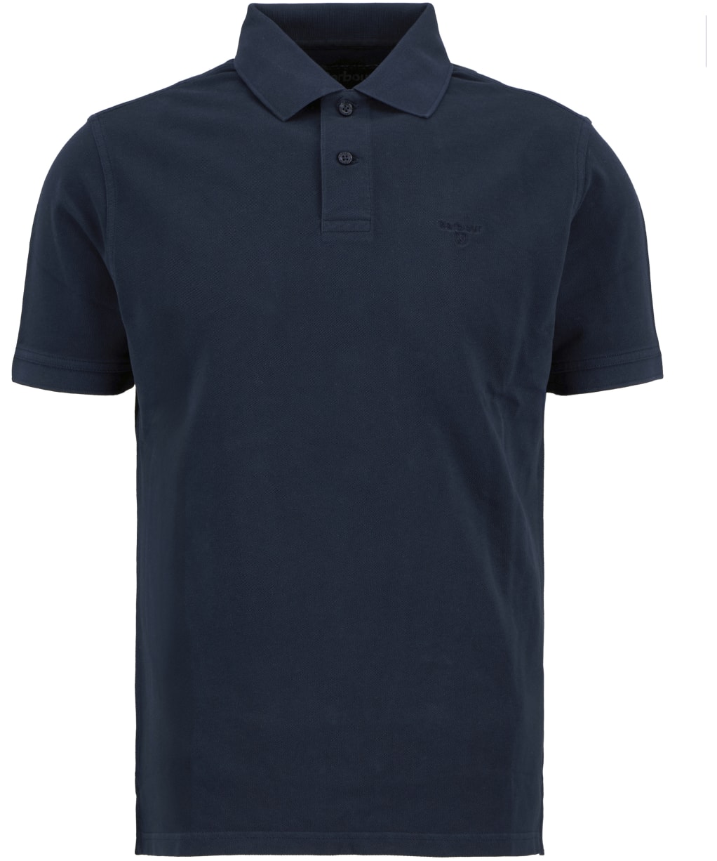 Men's Barbour Washed Tartan Tailored Fit Pique Polo Shirt - Washed Navy