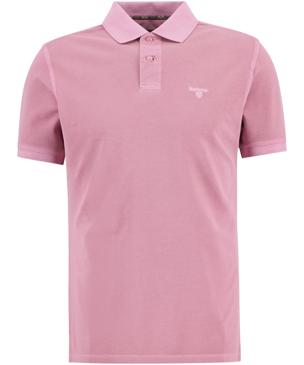 Men's Barbour Washed Tartan Tailored Fit Pique Polo Shirt - Washed Pink