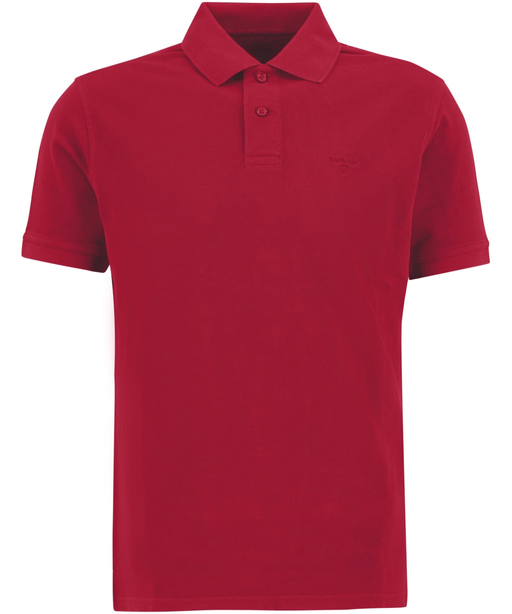 Men's Barbour Washed Tartan Tailored Fit Pique Polo Shirt - Washed Red