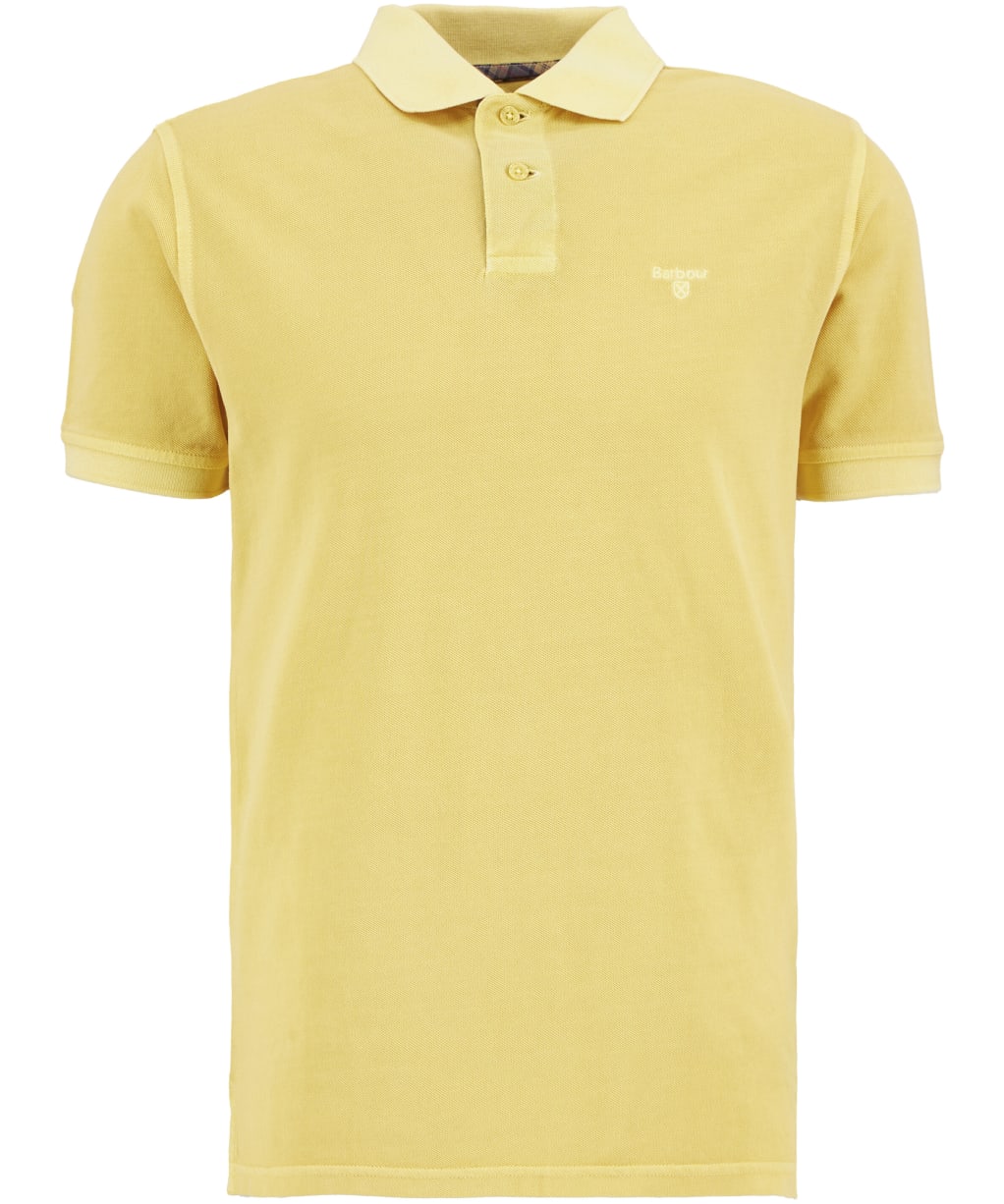 Men's Barbour Washed Tartan Tailored Fit Pique Polo Shirt - Washed Yellow