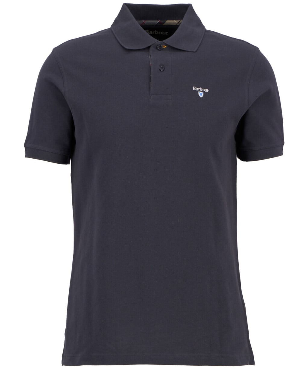 Men's Barbour Tartan Pique Polo Shirt - Navy