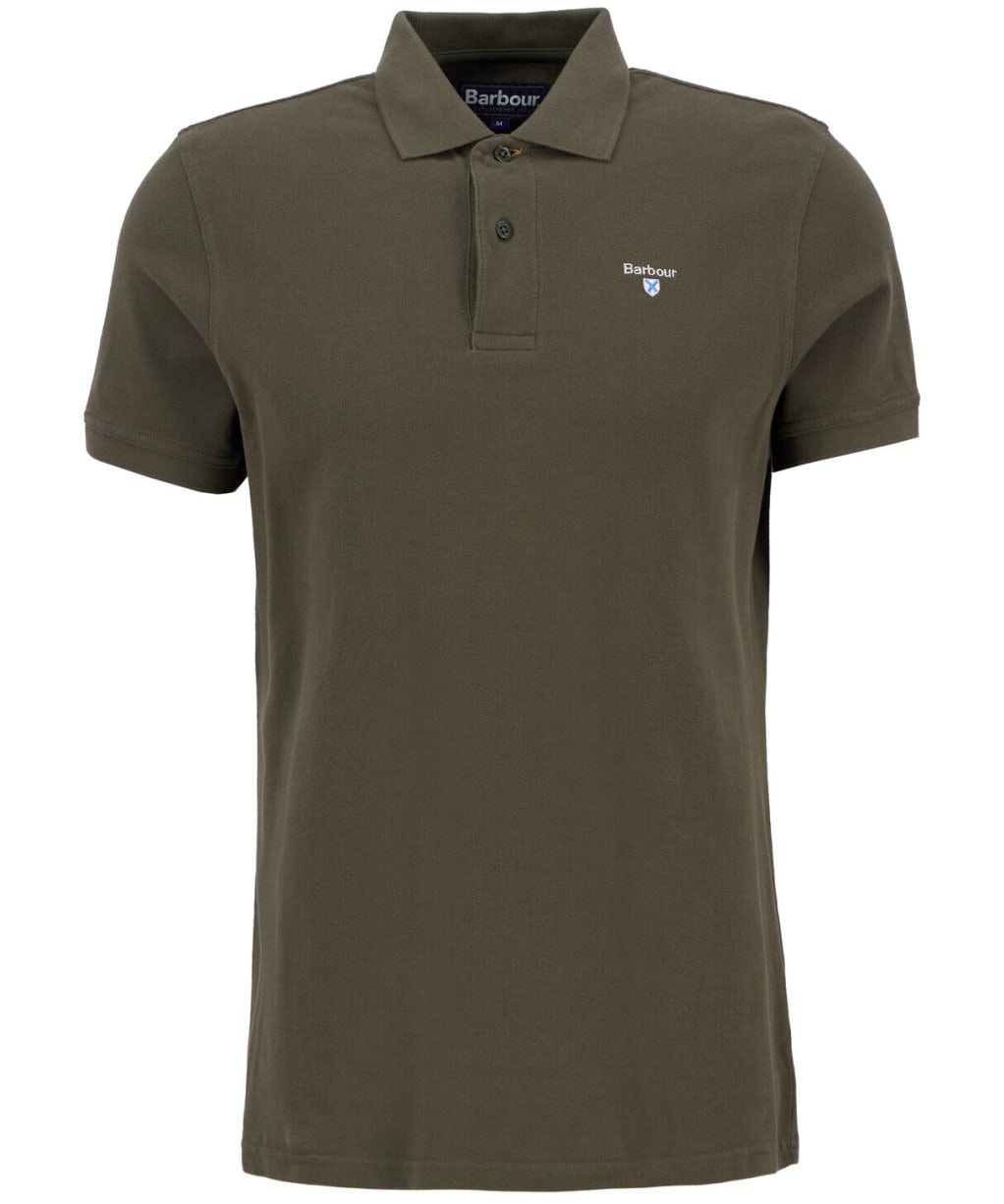 Men's Barbour Tartan Pique Polo Shirt - Dark Olive