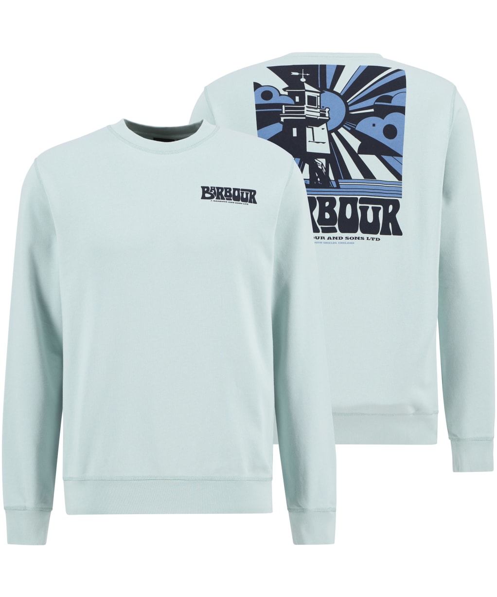 Men's Barbour Livingstone Crew Neck Sweatshirt - Mint Blue