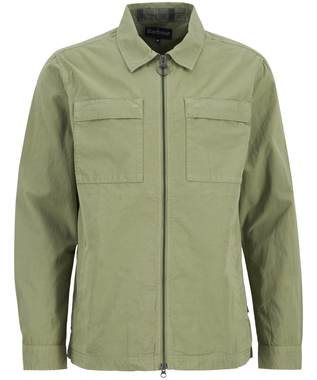 Men's Barbour Glendale Zip Through Cotton Overshirt - Laurel Green