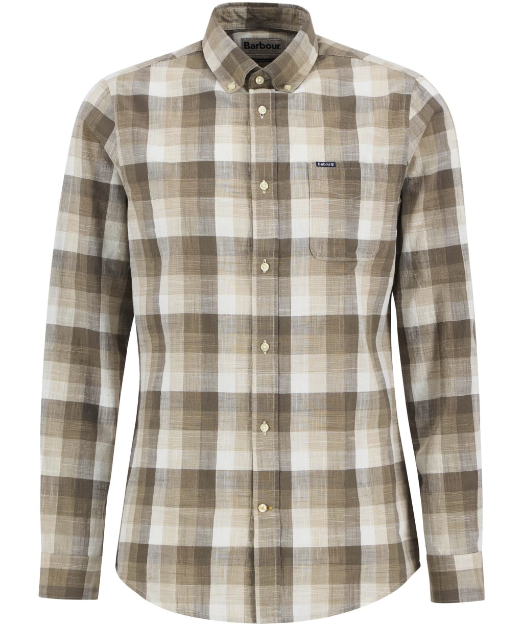 Men's Barbour Hillroad Long Sleeve Tailored Fit Cotton Shirt - Stone
