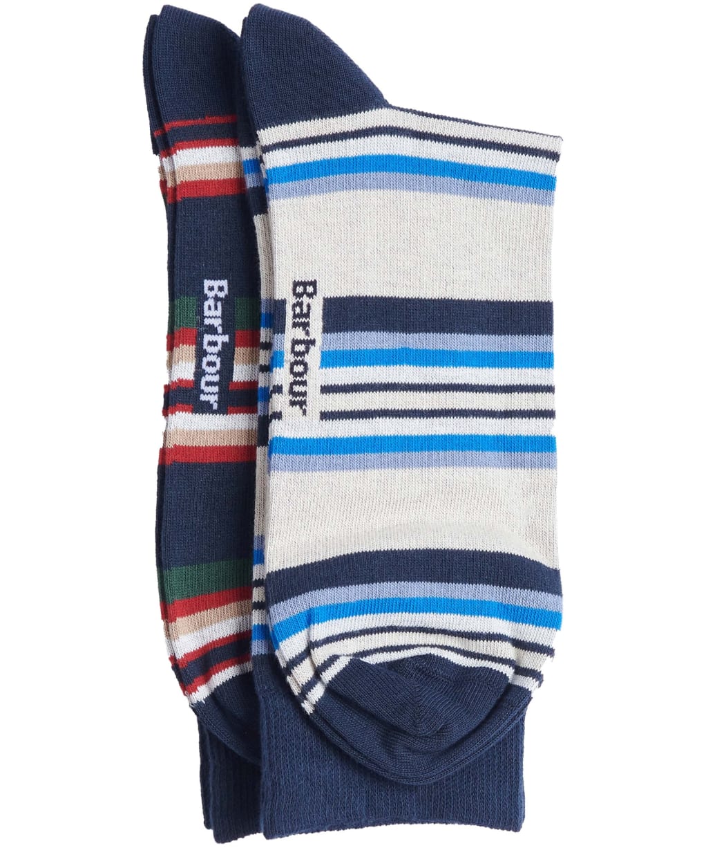 Men's Barbour Summer Stripe Socks - 2 Pack - Navy Mix
