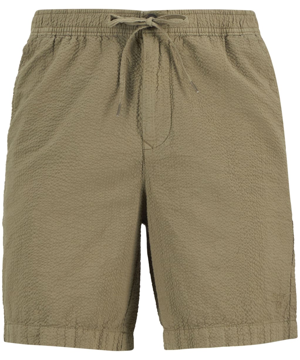 Men's Barbour Seersucker Relaxed Shorts - Grey Olive
