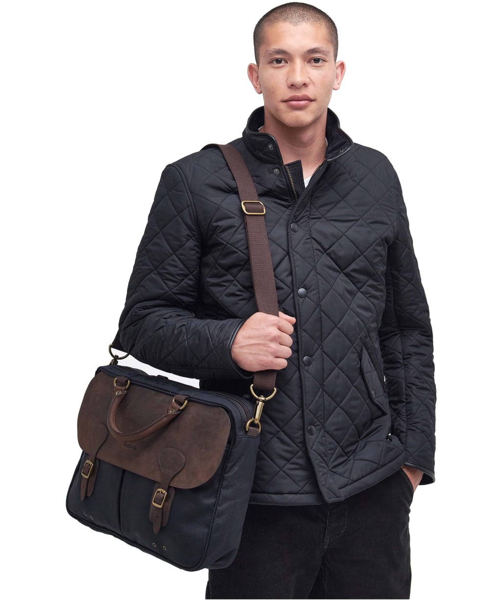 Barbour Wax and Leather Briefcase - Navy