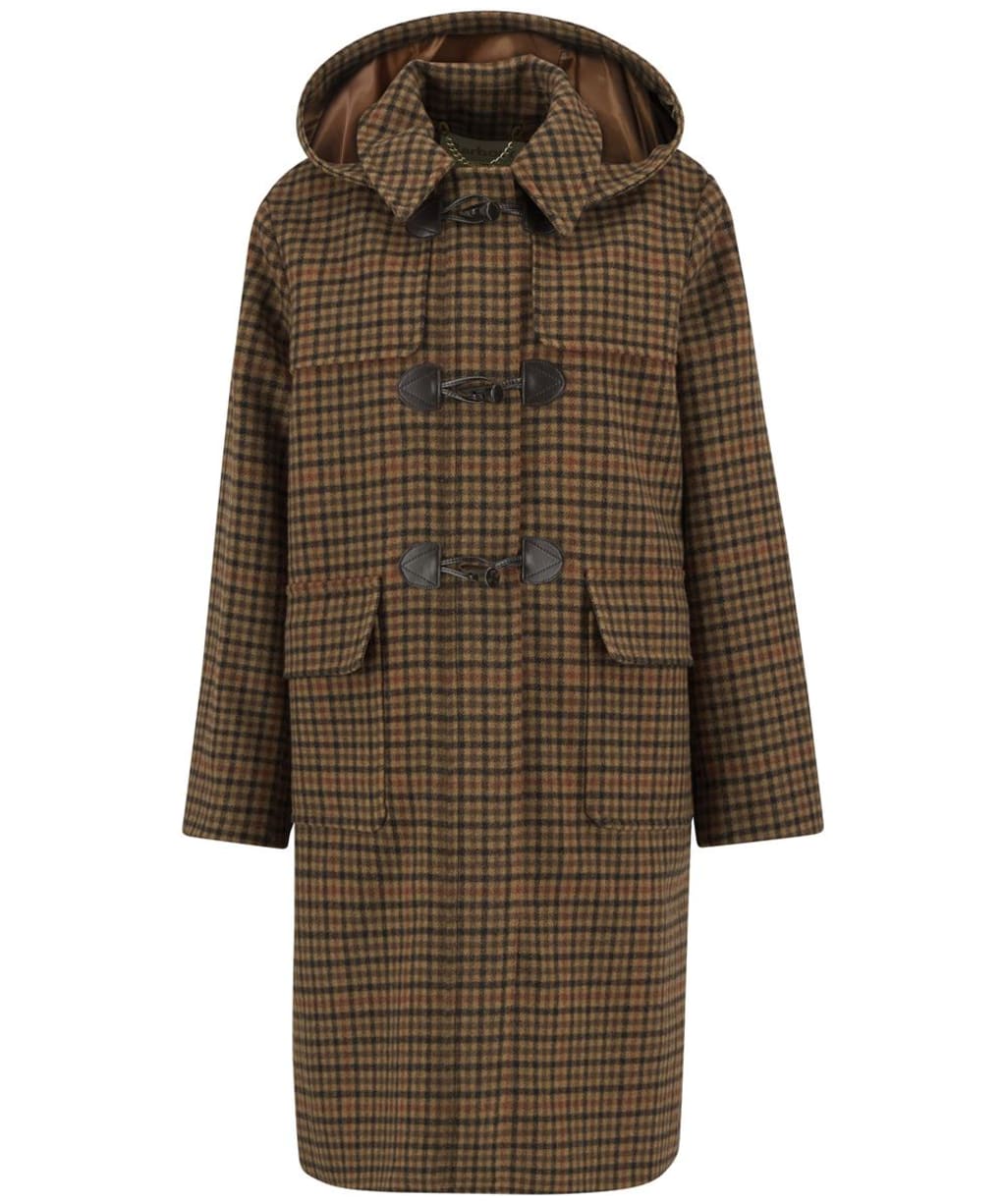 Women's Barbour Melody Check Wool Duffle Coat - Brown / Orange Check / Hessian Tartan