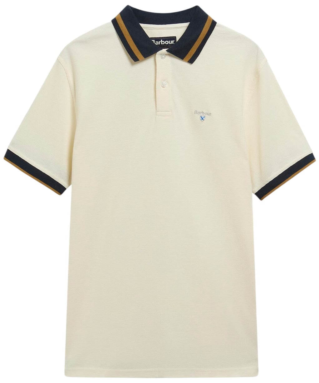 Men's Barbour Anthorn Textured Tailored Polo Shirt - Whisper White