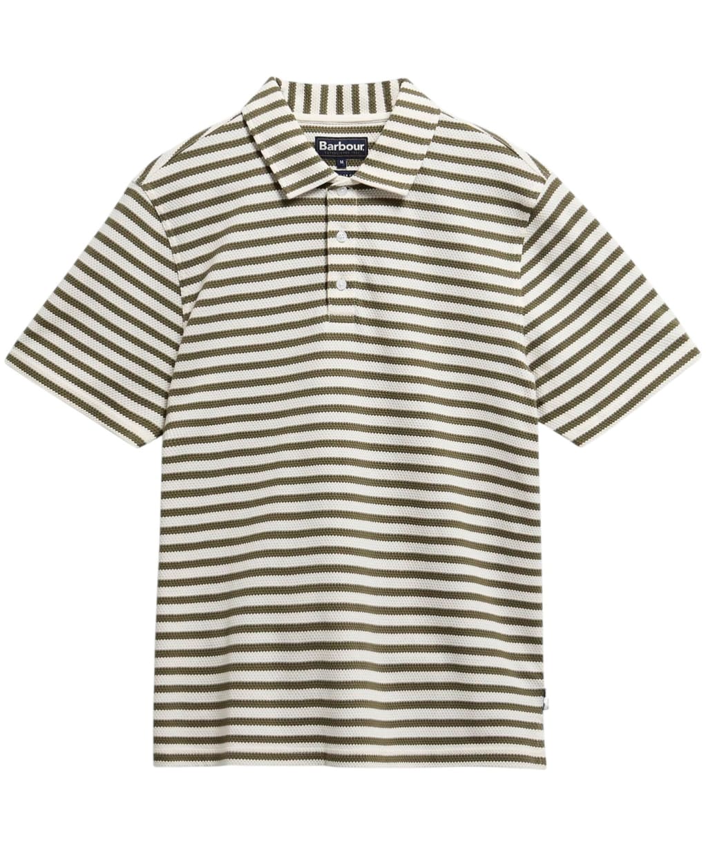 Men's Barbour Farlam Striped Tailored Polo Shirt - Whisper White
