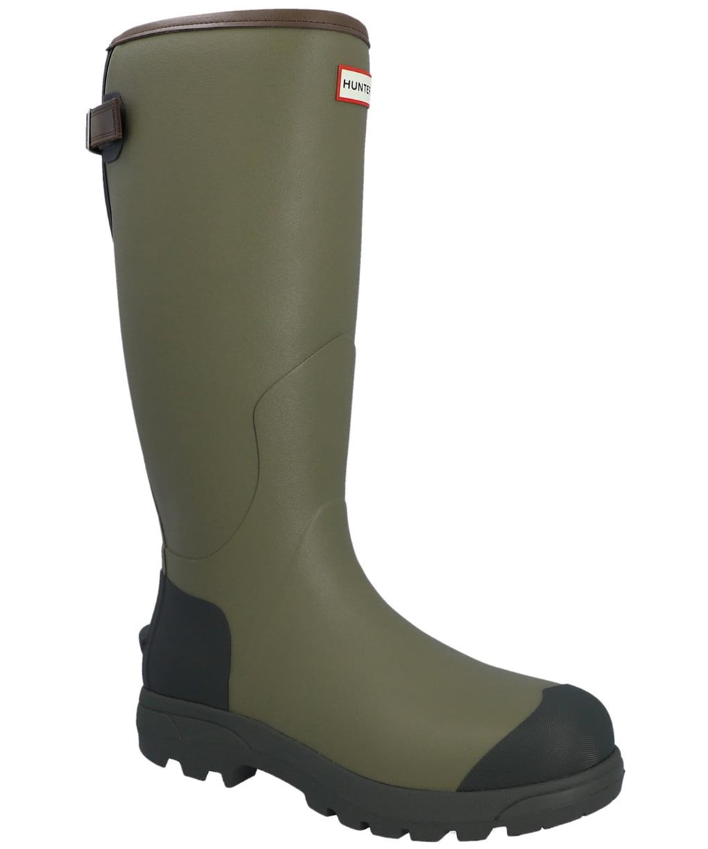 Men's Hunter Field Bull Dog Back Adjustable Wellington Boots - Bulldog Green / Dark Olive