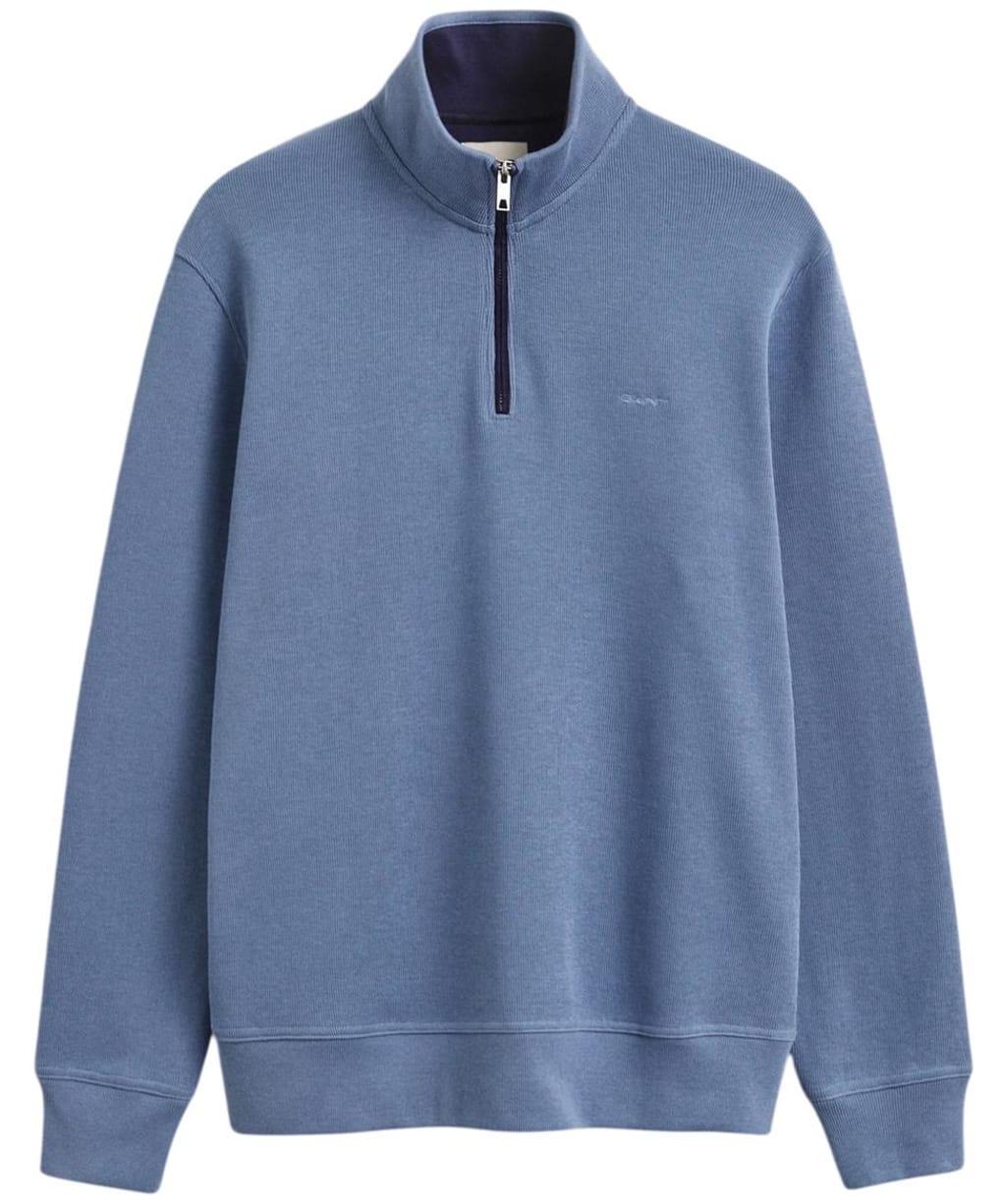  Men's GANT Sacker Rib Half Zip Sweater - Blue Horizon