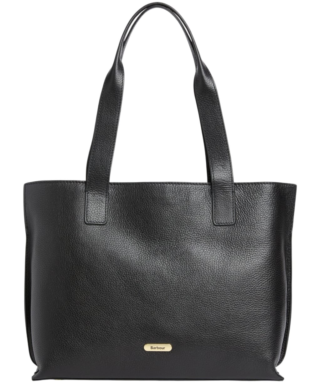 Women's Barbour Alder Large Leather Tote Bag - Black