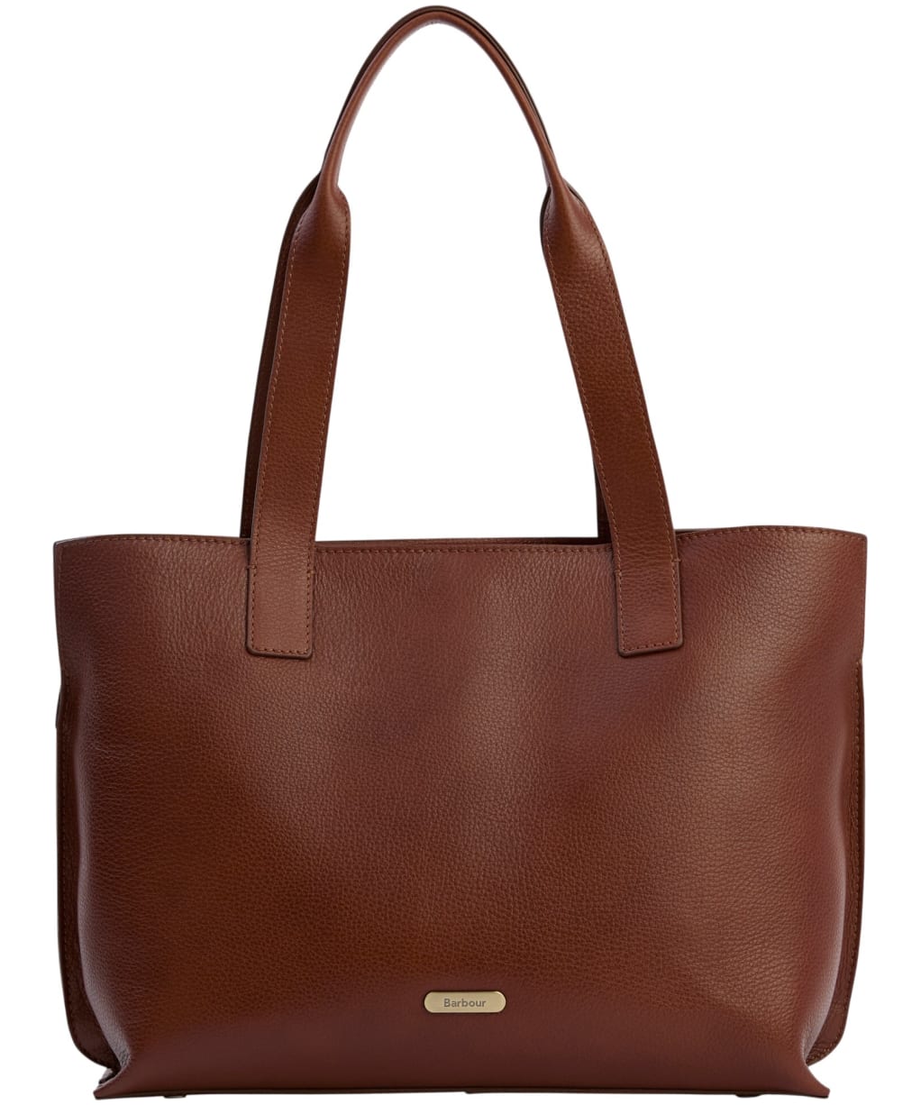 Women's Barbour Alder Large Leather Tote Bag - Brown