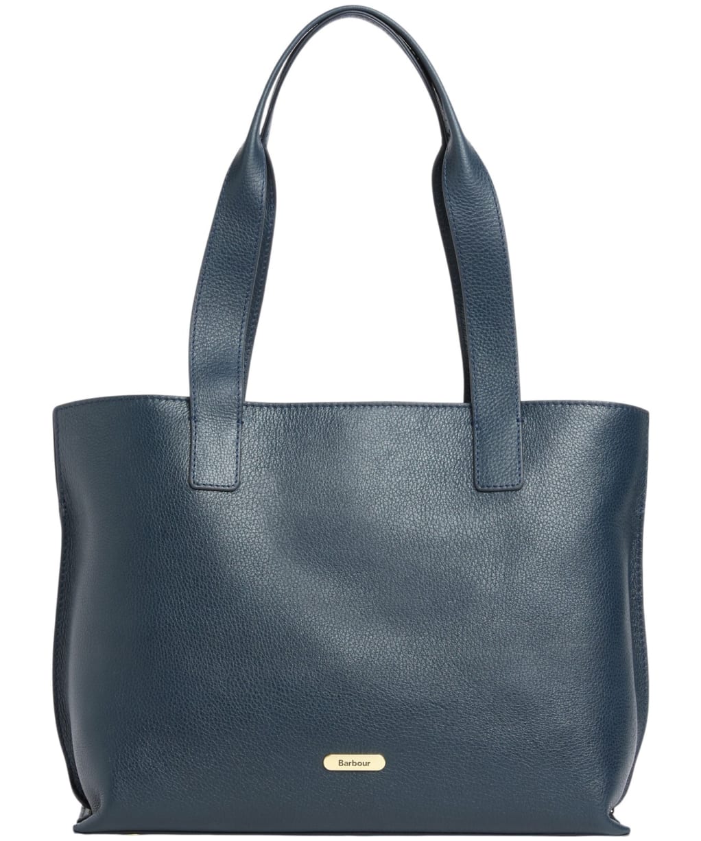 Women's Barbour Alder Large Leather Tote Bag - Navy