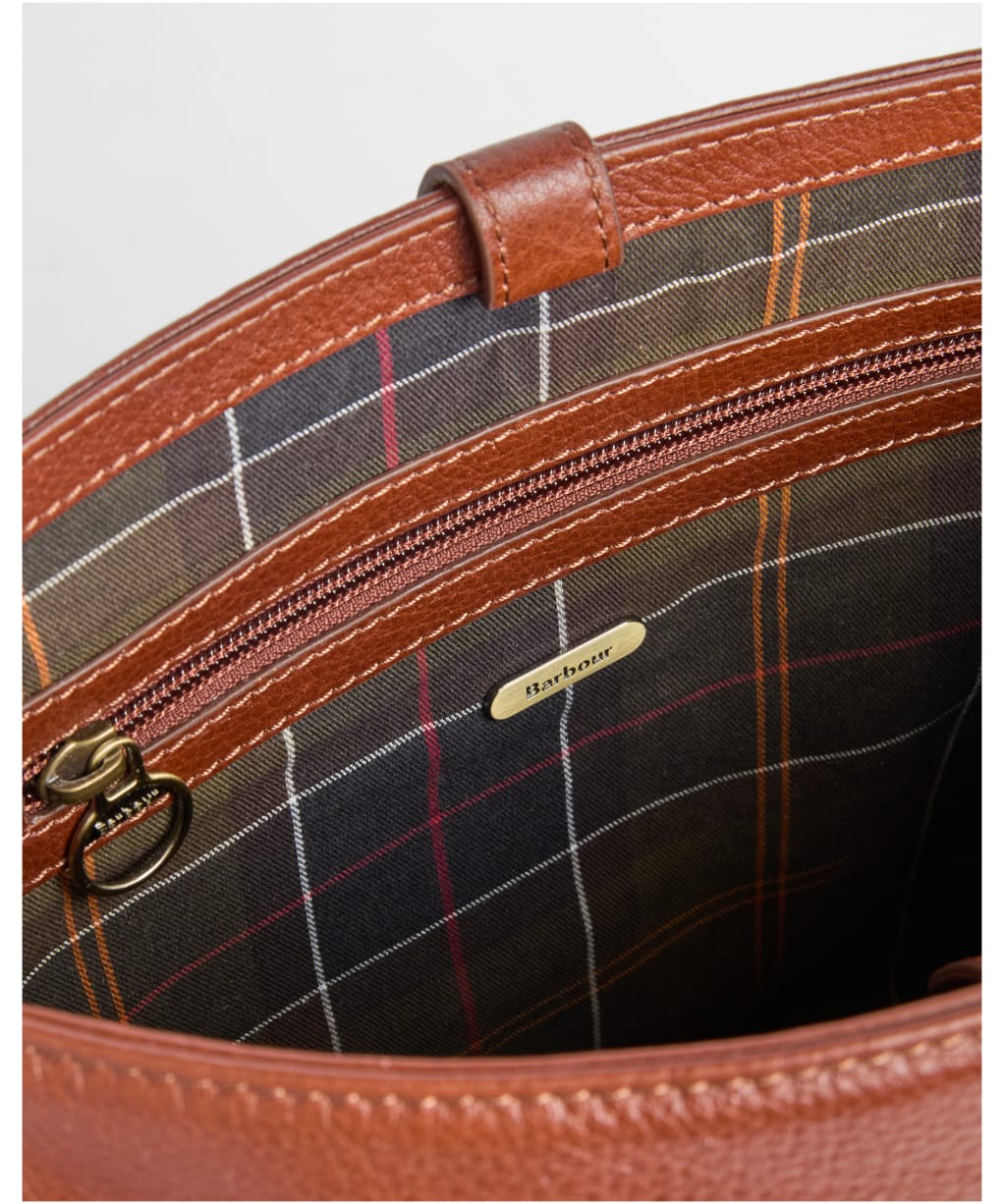 Women's Barbour Cedar Large Leather Bucket Bag - Brown