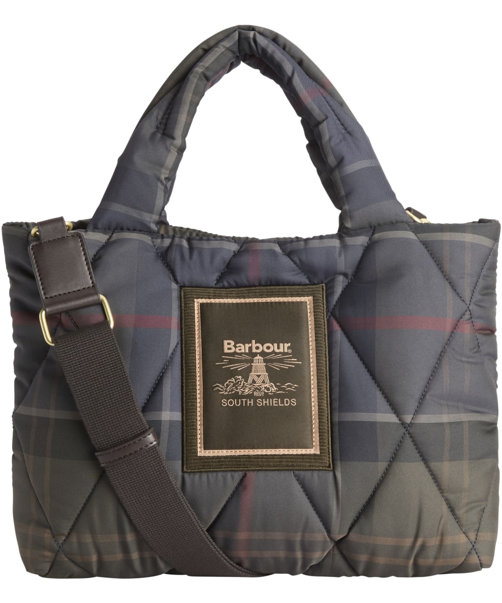 Women's Barbour Tartan Arlene Mini Quilted Tote Bag - Shadow Classic Tartan