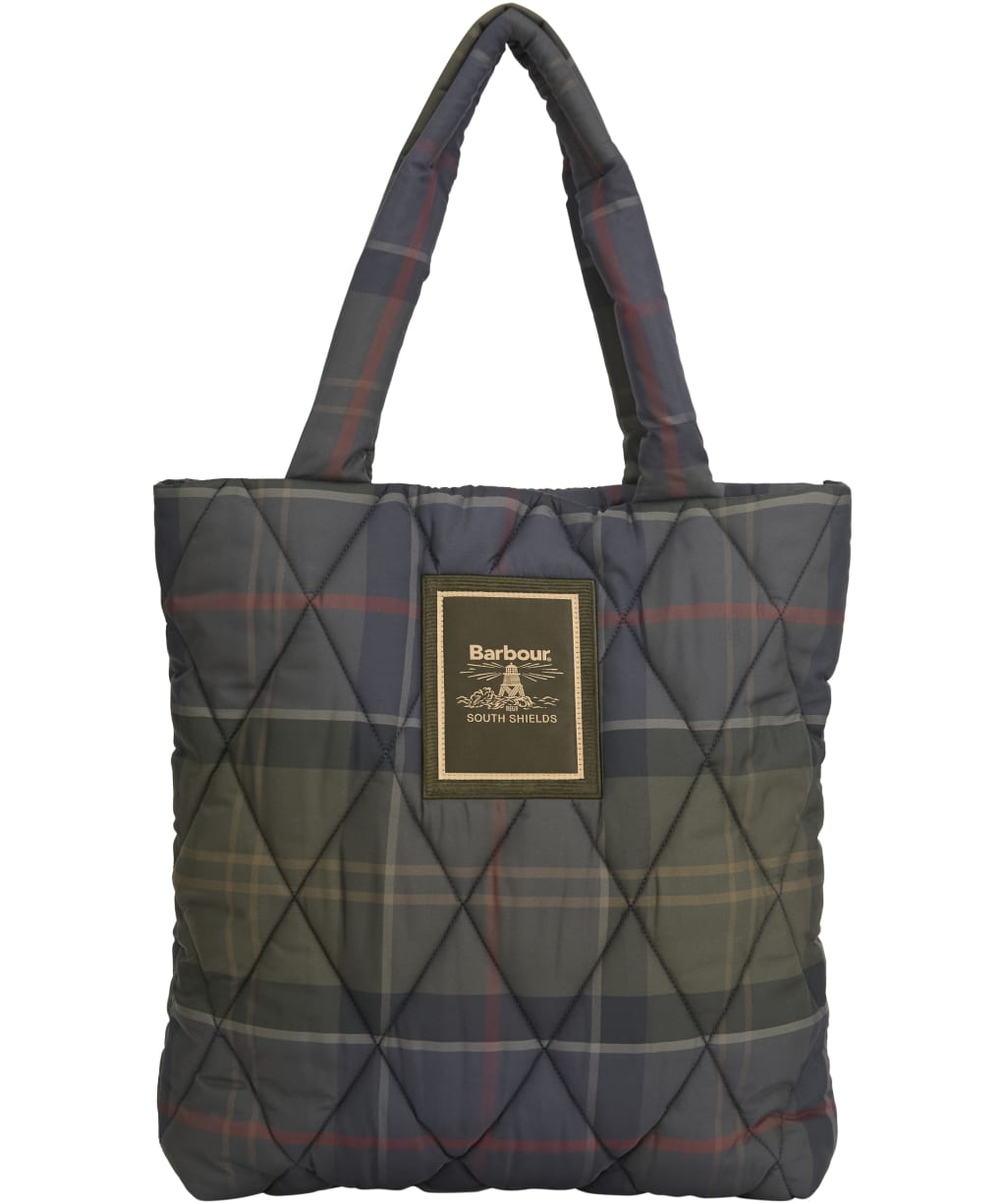 Women's Barbour Tartan Arlene Quilted Tote Bag - Shadow Classic Tartan