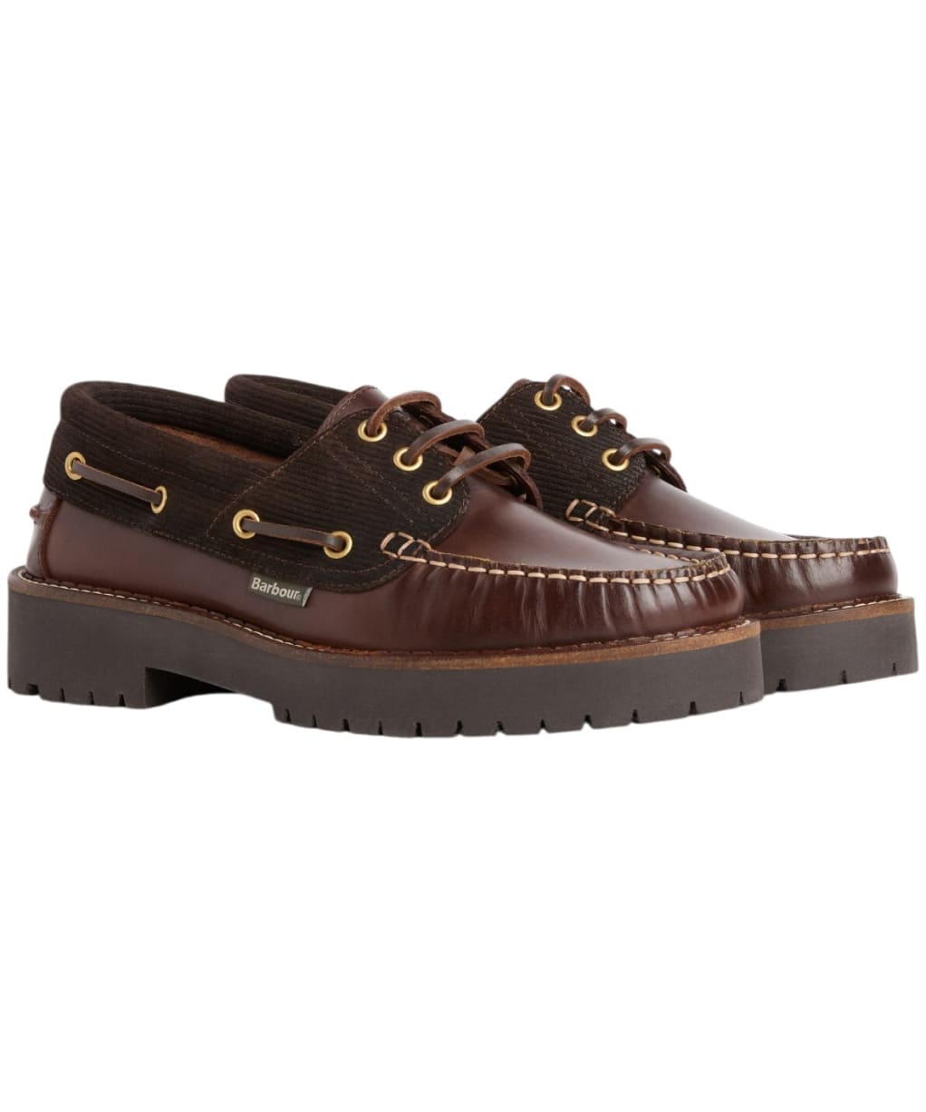 Women's Barbour Darras Boat Shoe - DK BROWN/BROWN C