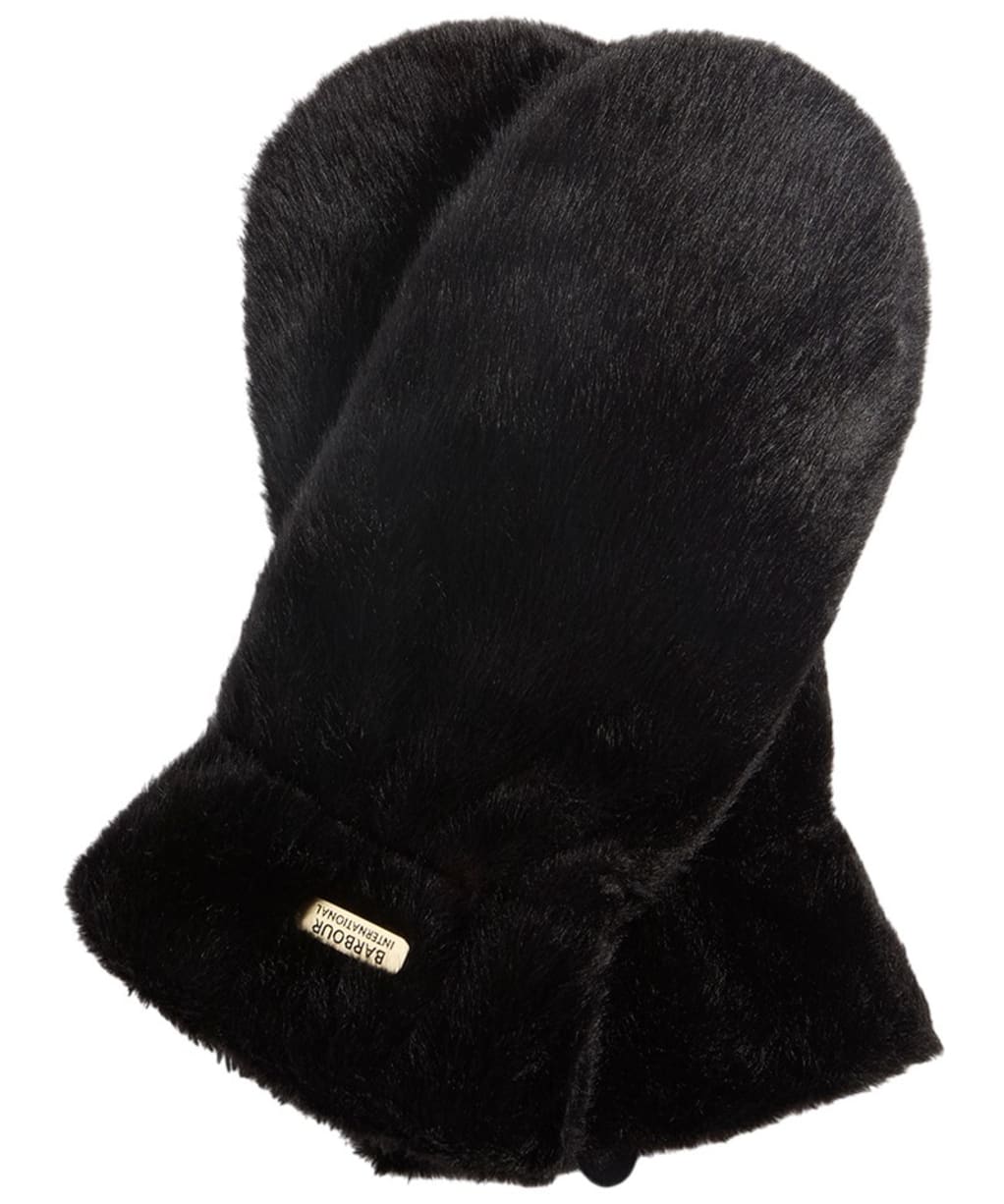 Women's Barbour International Cyrus Faux Fur Mitts - Black