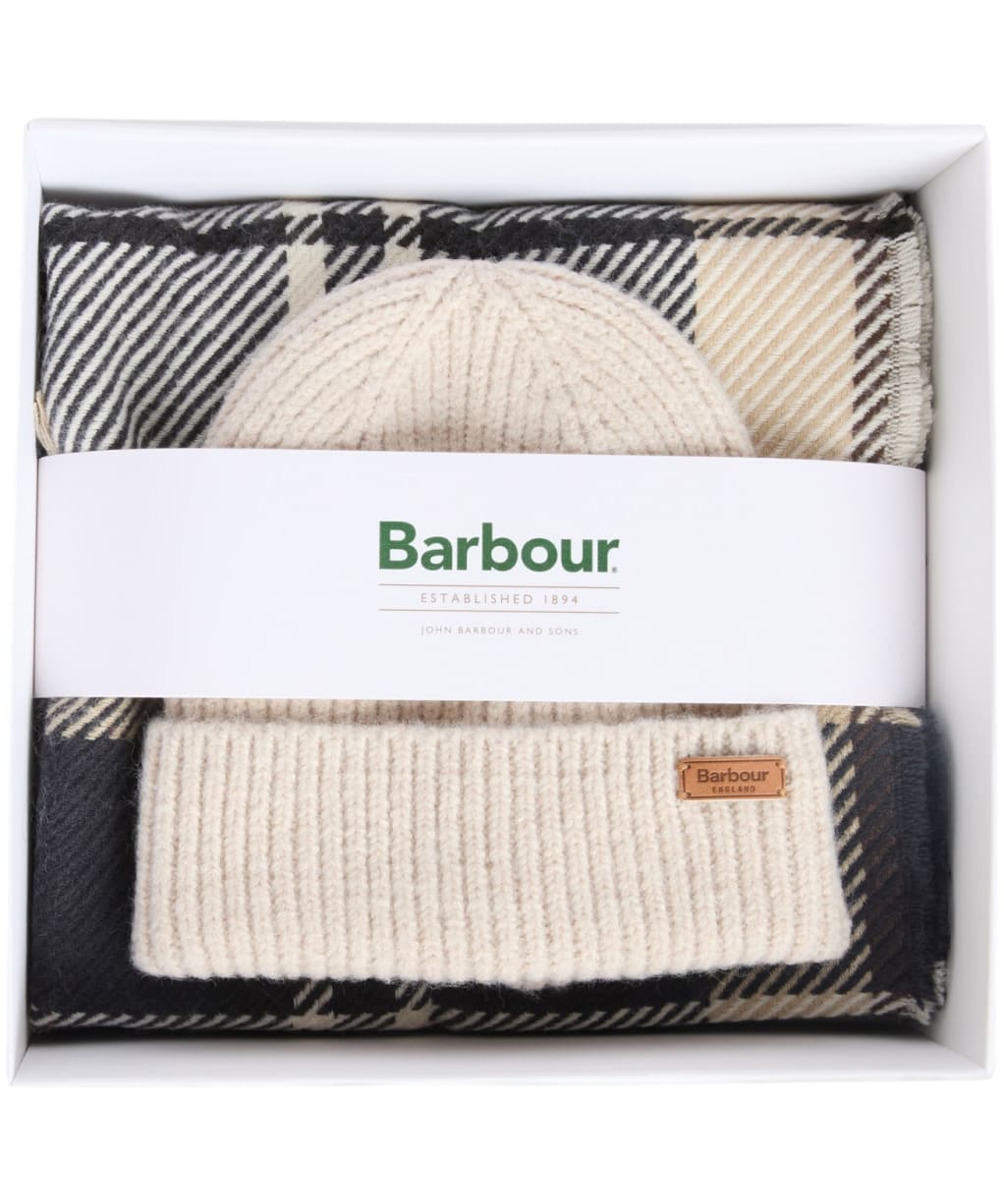 Women's Barbour Pendle Beanie & Blair Scarf Gift Set - LIGHT BIRCHWOOD