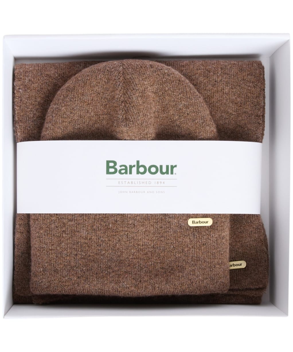 Women's Barbour Winona Beanie & Scarf Gift Set - Mocha
