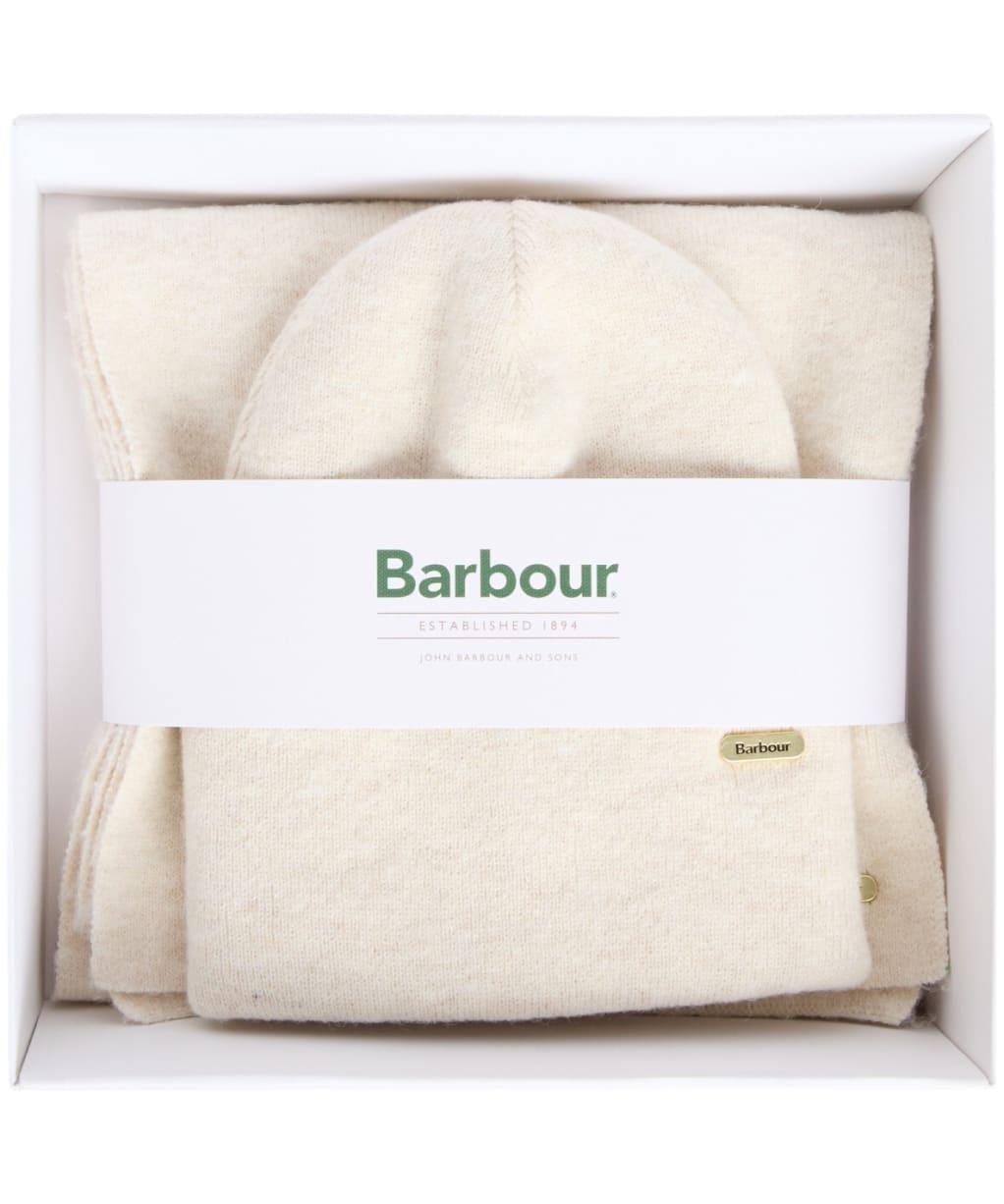 Women's Barbour Winona Beanie & Scarf Gift Set - Eggshell