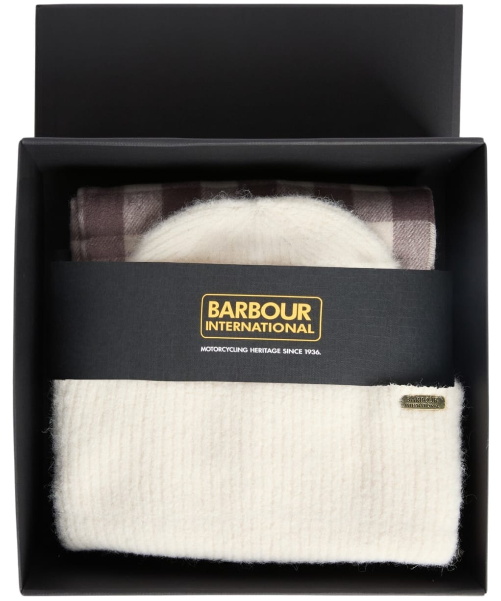 Women's Barbour International Kemora Beanie & Scarf Gift Set - Moonbeam / Black