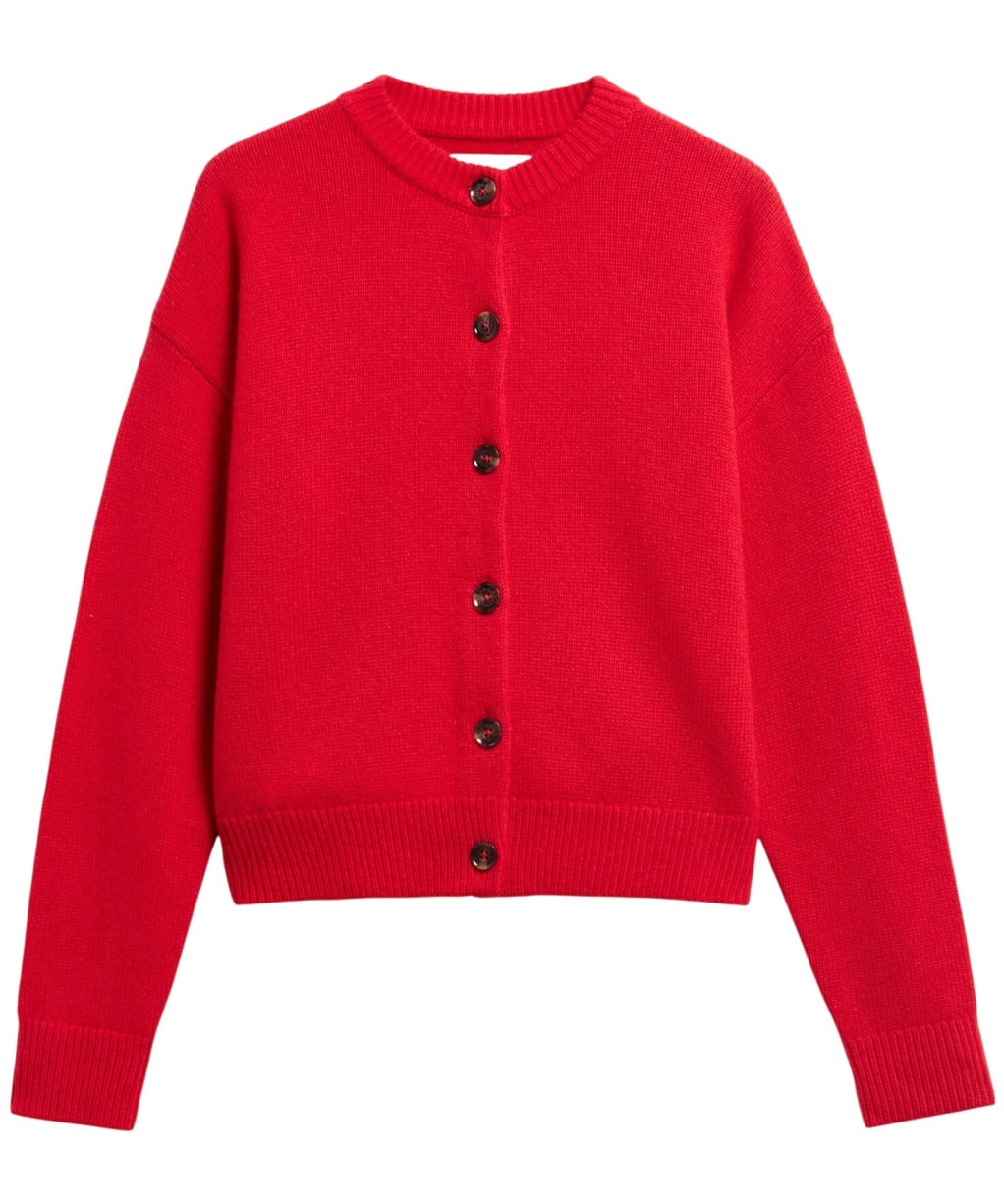Women's Barbour Woodhouse Cashmere Blend Knitted Cardigan - Crimson