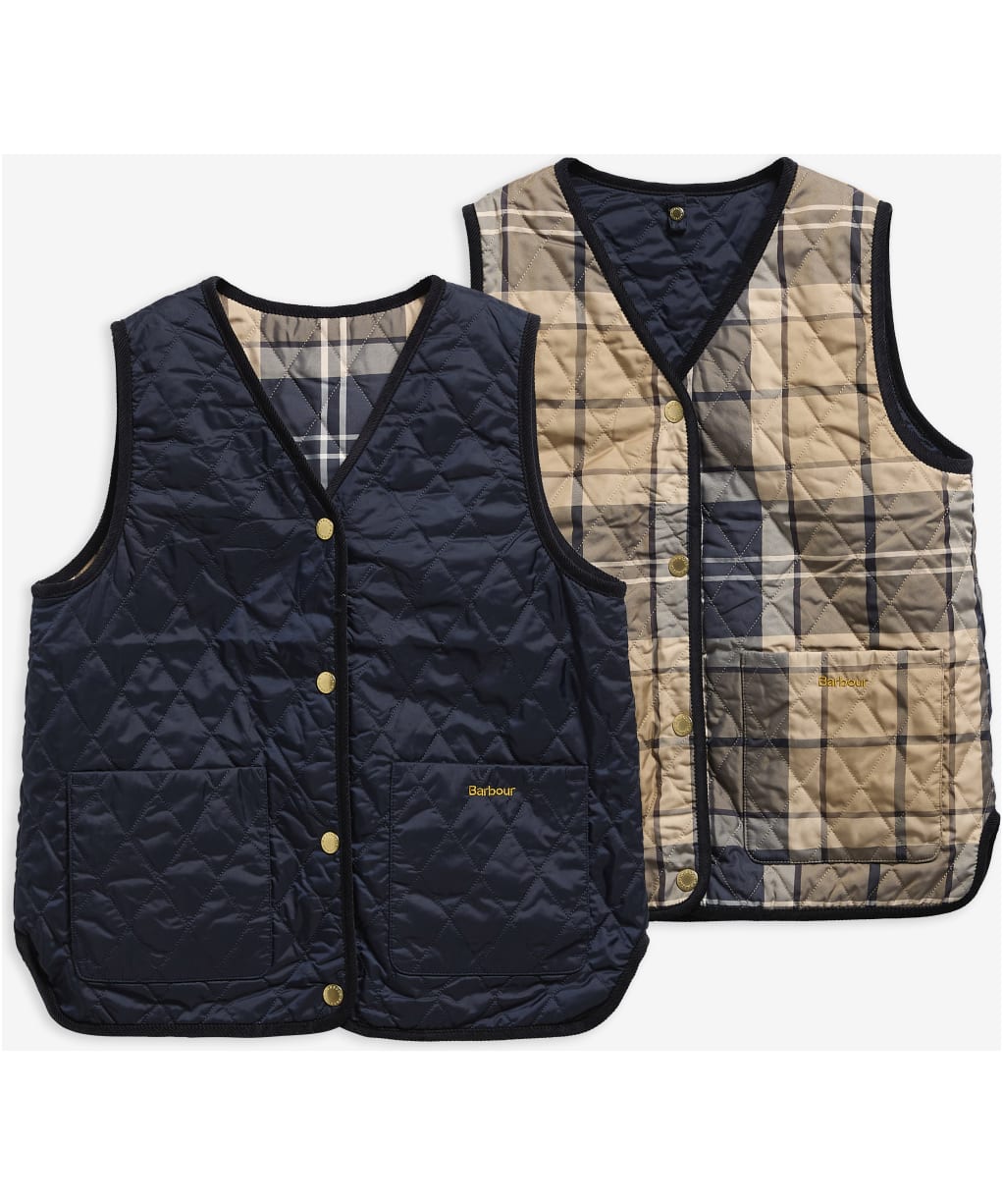 Women's Barbour Tartan Reimagined Icons Reversible Tartan Quilted Liner - Dark Navy / Birchwood