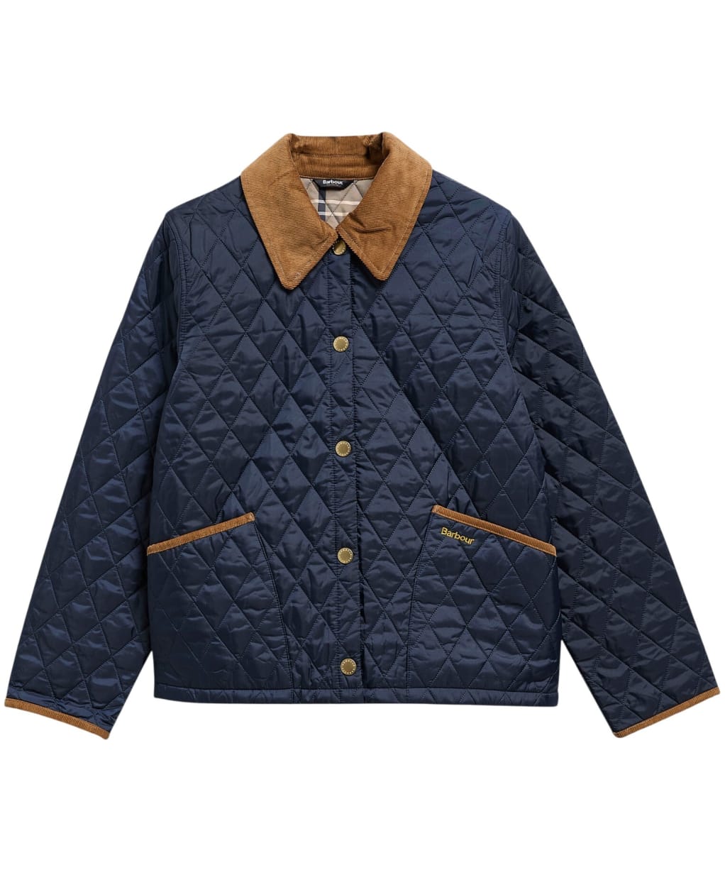 Women's Barbour Icons Cropped Liddesdale Quilted Jacket - Dark Navy / Birchwood