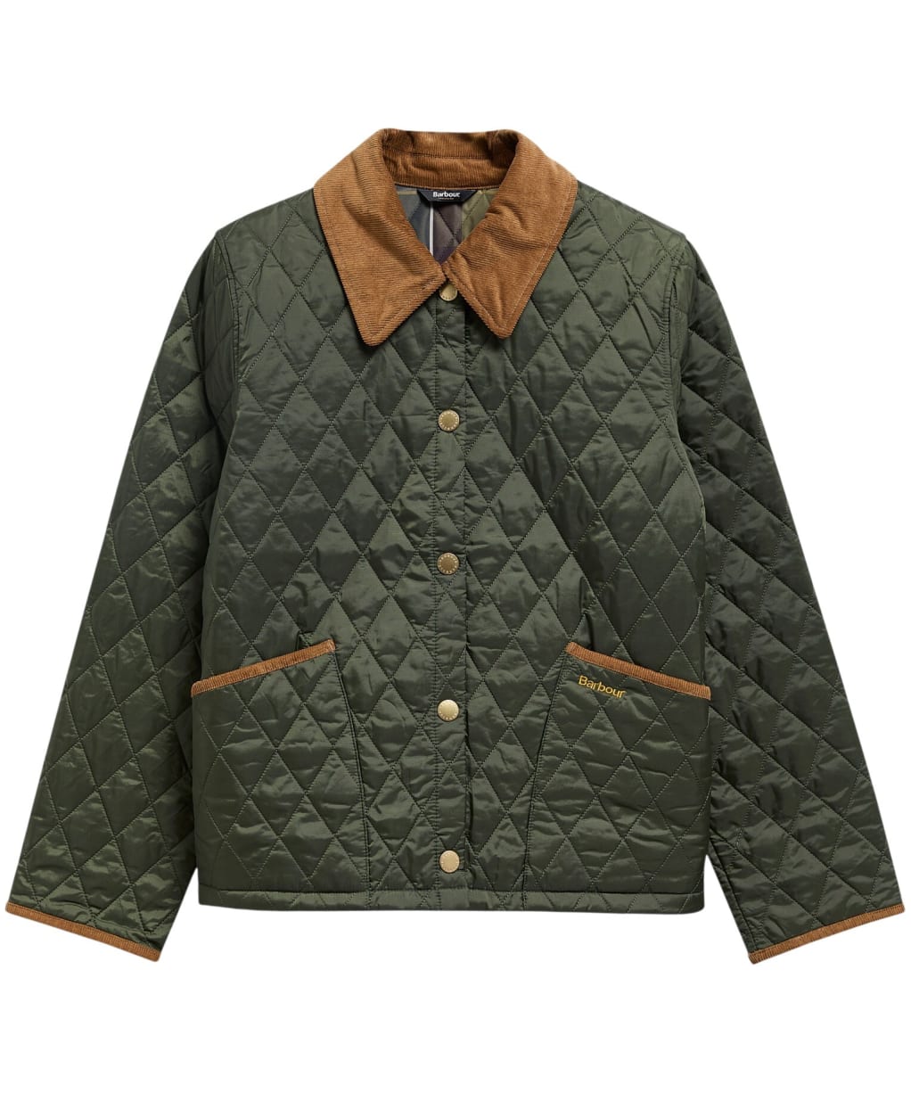 Women's Barbour Icons Cropped Liddesdale Quilted Jacket - Olive / Classic Tartan