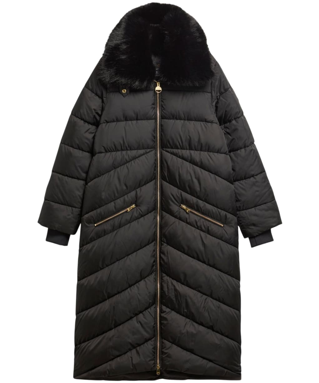 Women's Barbour International Longline Cyrus Puffer Jacket - Black