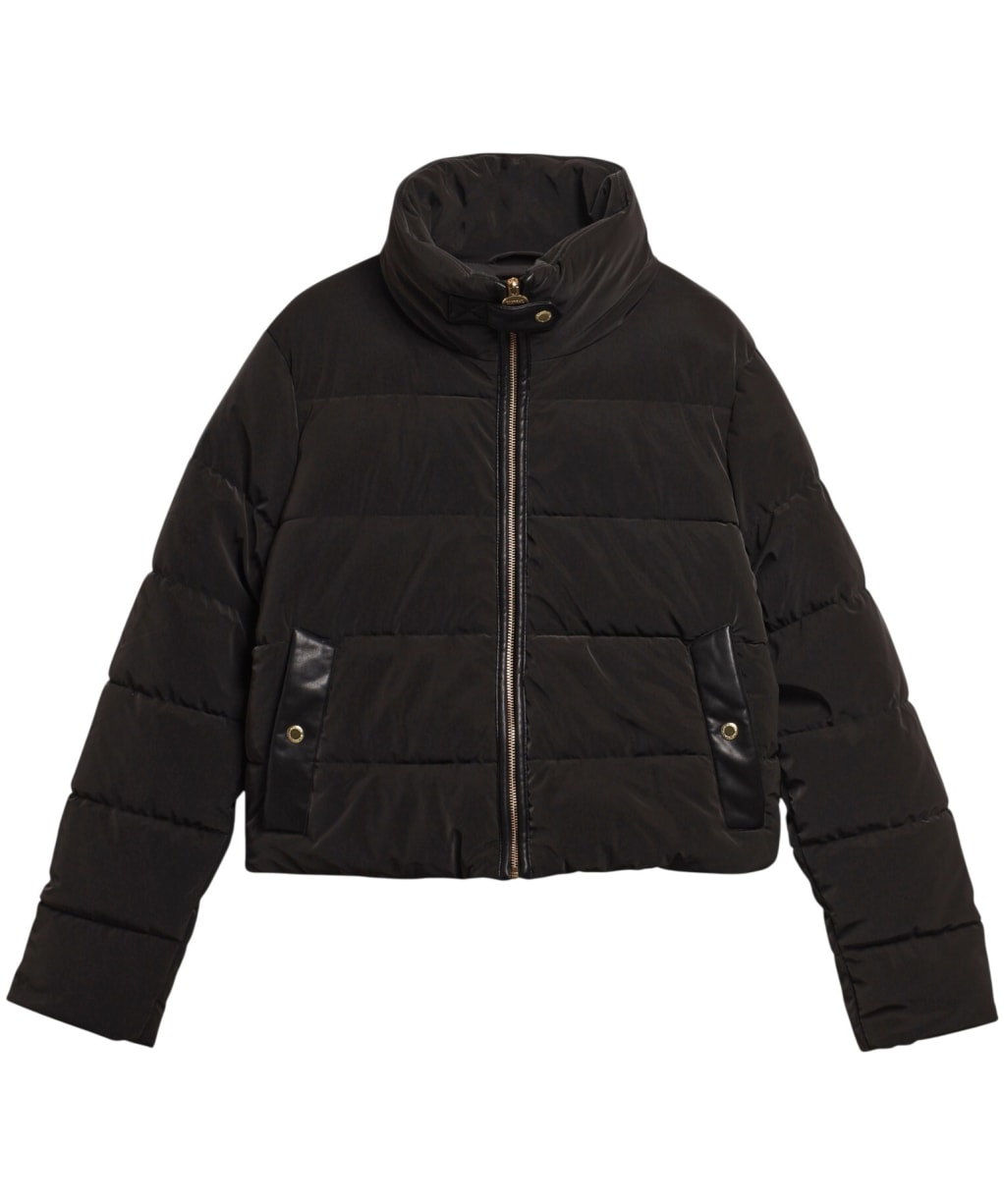 Women's Barbour International Halina Faux Velvet Puffer Jacket - Black