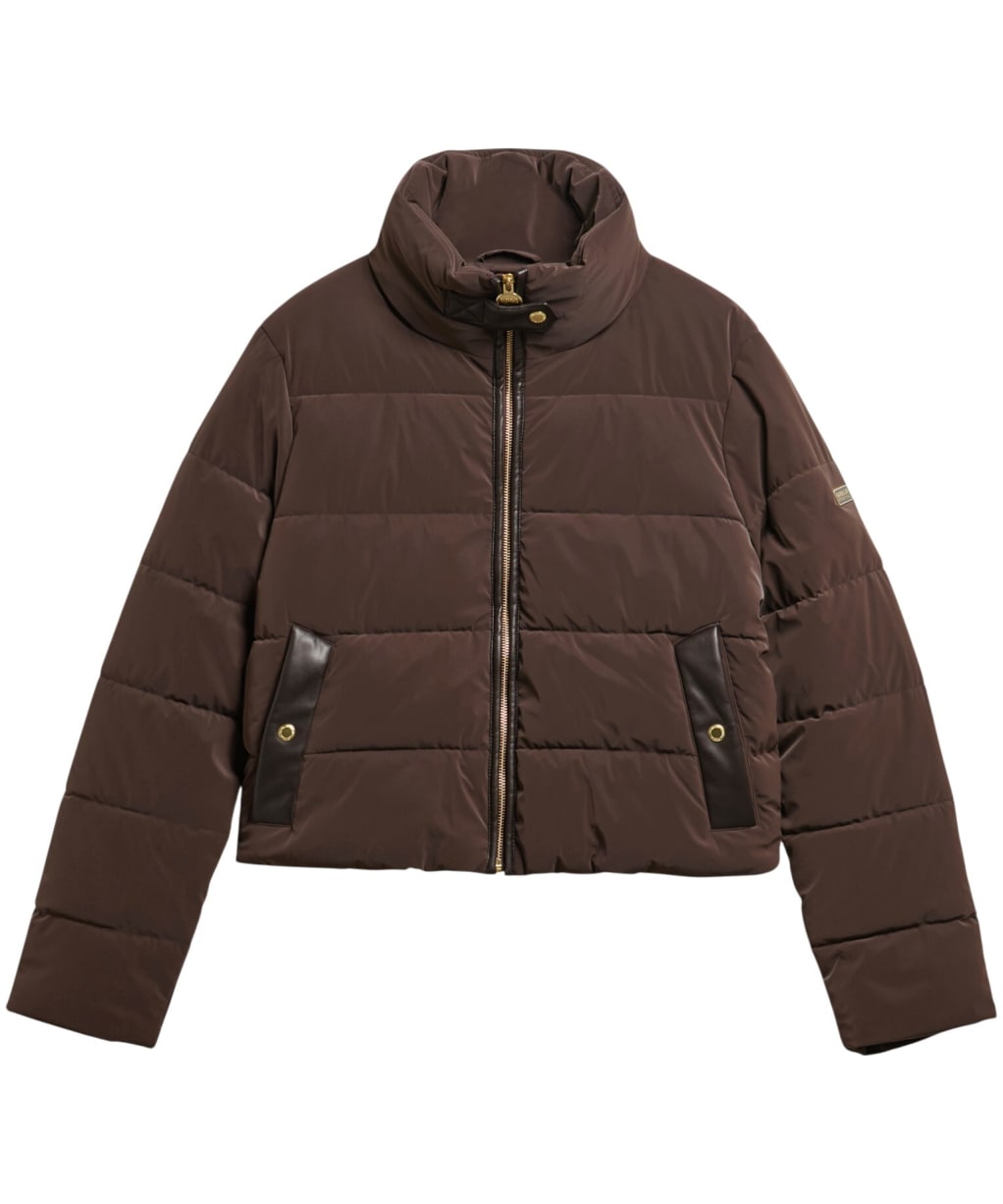 Women's Barbour International Halina Faux Velvet Puffer Jacket - Truffle