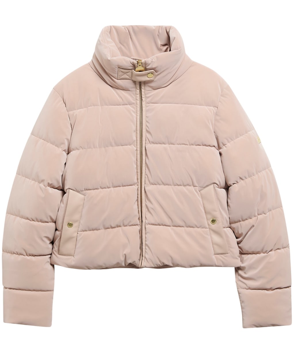 Women's Barbour International Halina Faux Velvet Puffer Jacket - Nutmeg