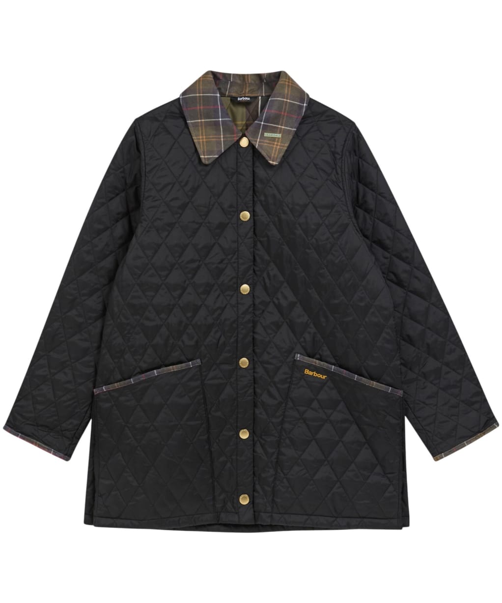 Women's Barbour Icons Tartan Collar Modern Liddesdale Quilted Jacket - Black / Ancient 