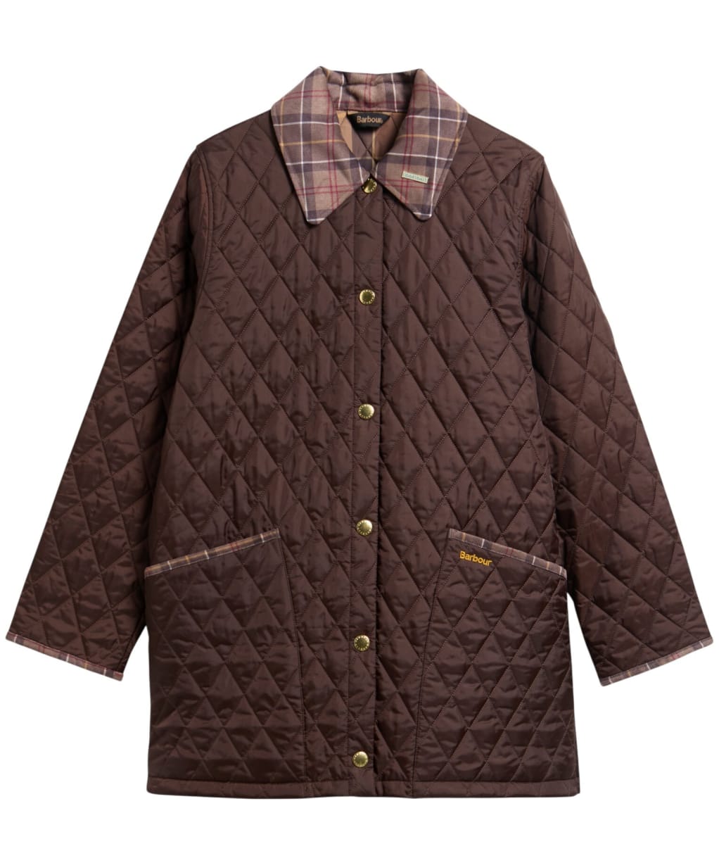 Women's Barbour Icons Tartan Collar Modern Liddesdale Quilted Jacket - Rustic / Muted