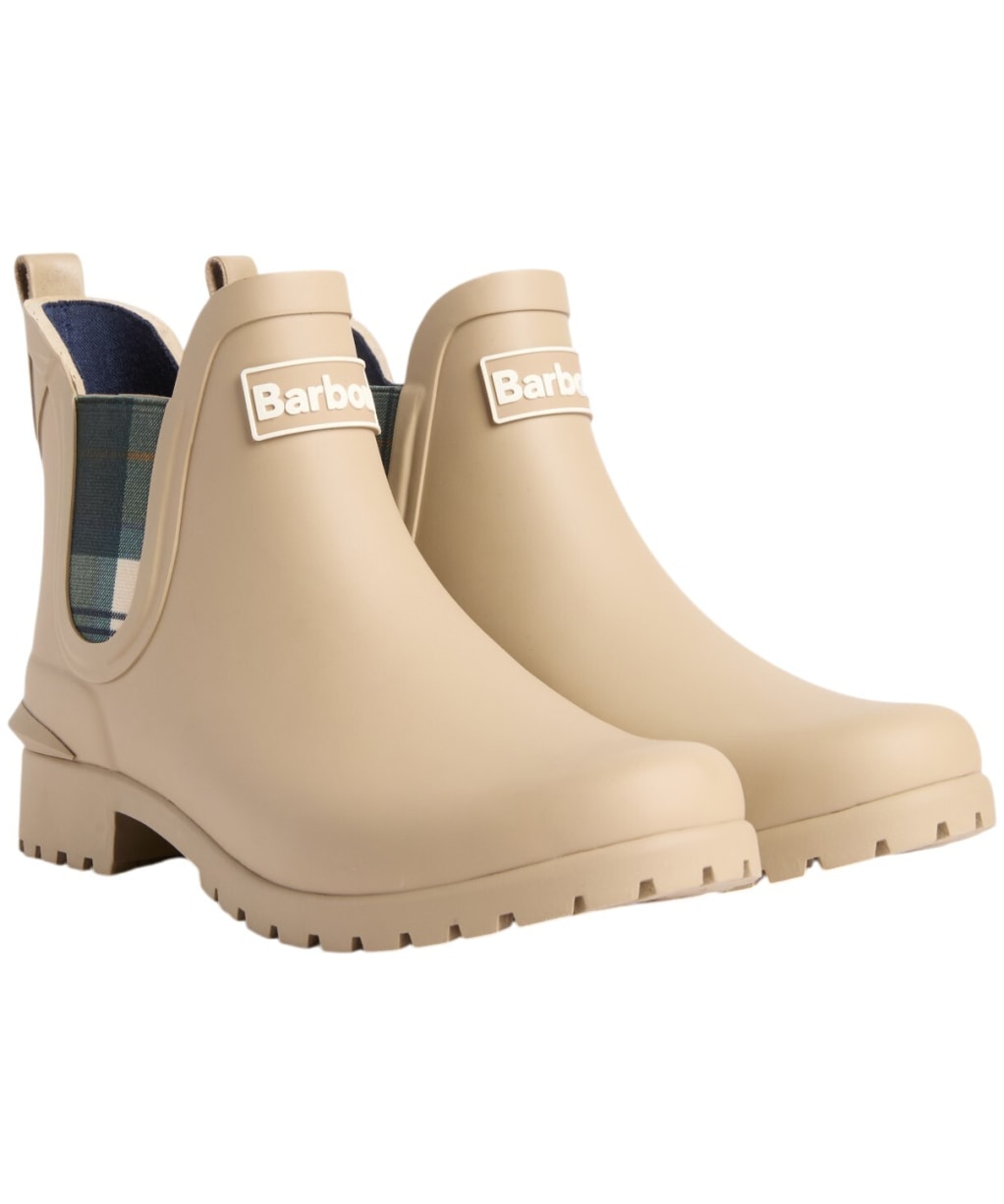 Women's Barbour Wilton Ankle Welly - Beige / Ancient Tartan