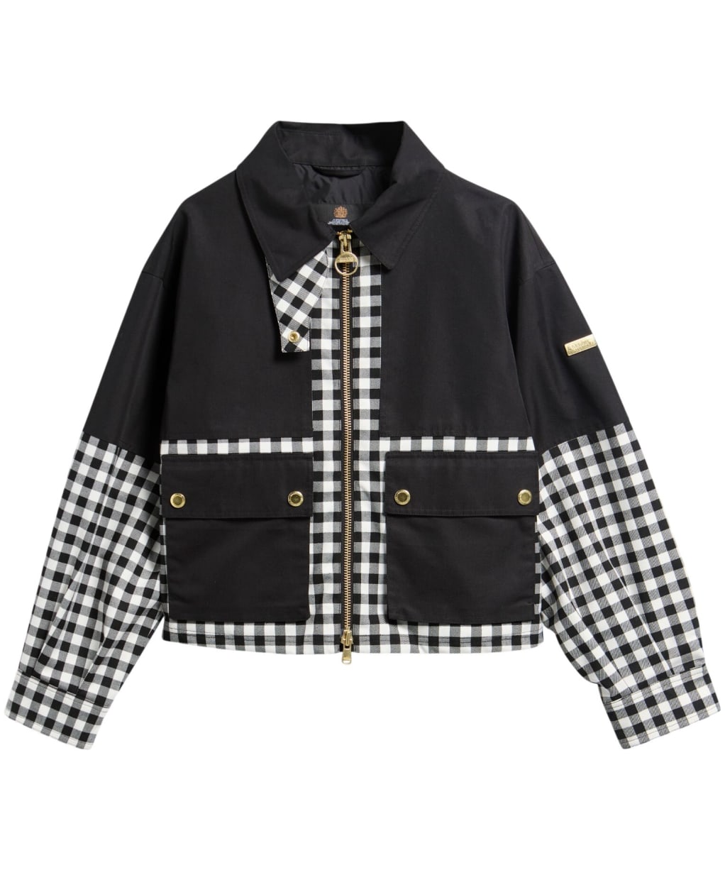 Women's Barbour International Gabriette Check Showerproof Jacket - Black / Northumberland Check
