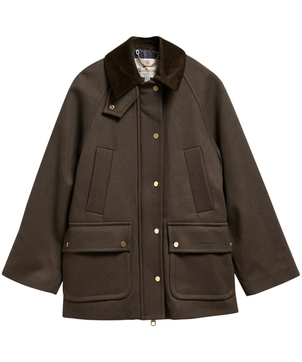 Women's Barbour Womens Bedale Wool Coat - OLIVE / SHADOW C