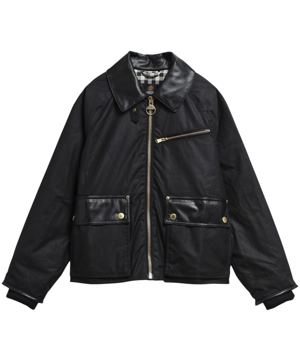 Women's Barbour International Donnington Waxed Jacket - Black / Northumberland Check