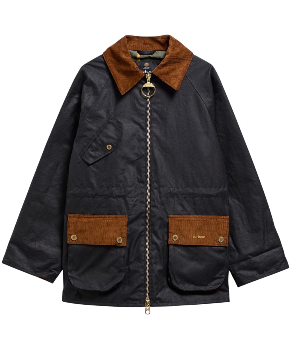 Women's Barbour Treeton Waxed Jacket - Navy / Ancient Tartan