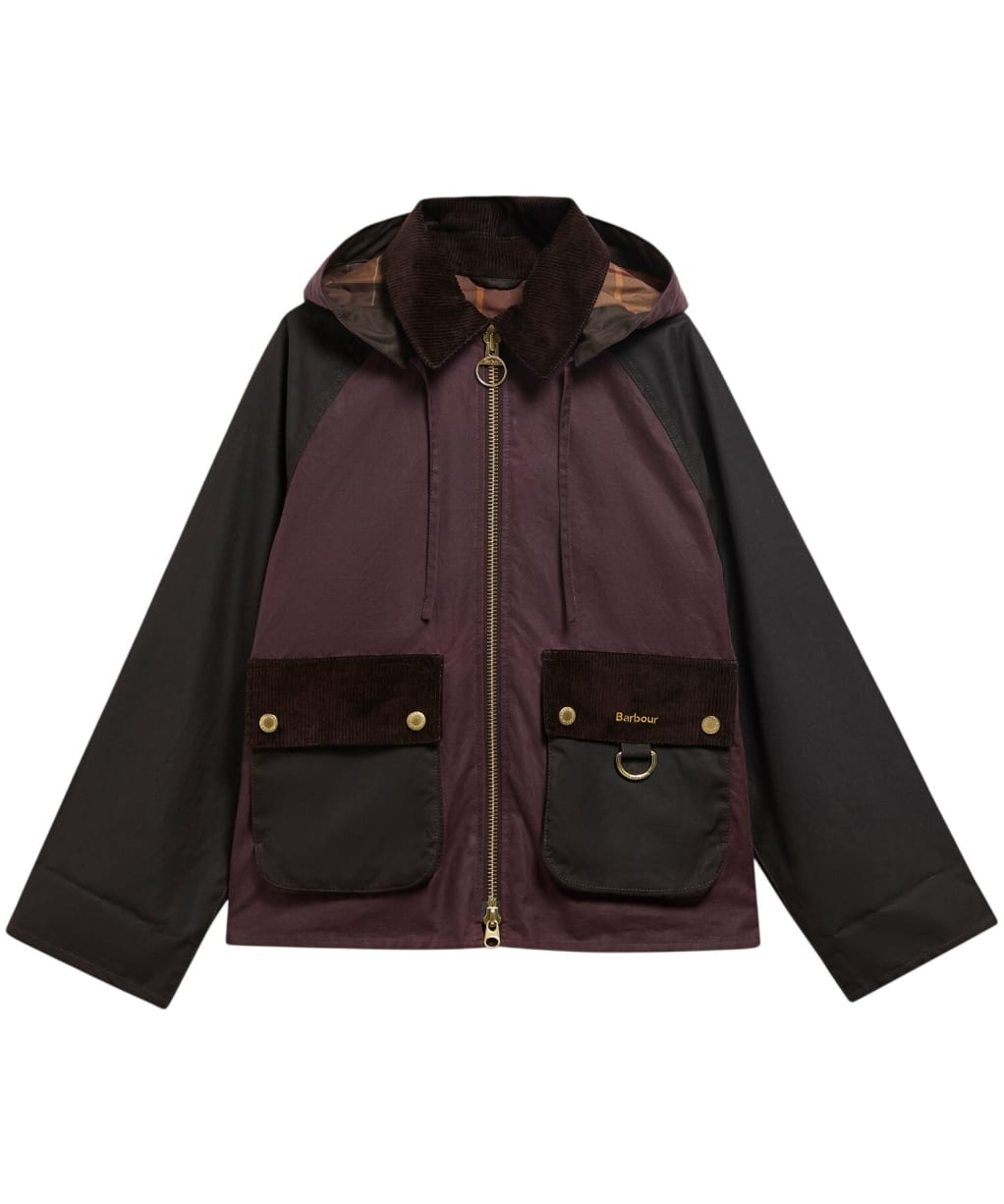 Women's Barbour Carville Waxed Jacket - Rustic / Bordeaux