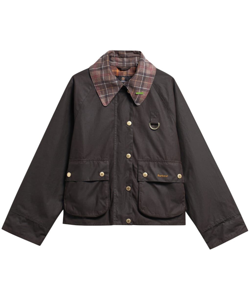 Women's Barbour Icons Tartan Collar Spey Waxed Jacket - Rustic / Muted